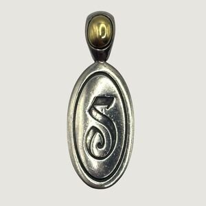 Ann King Sterling Silver 18K Gold Initial "S" Letter Pendant